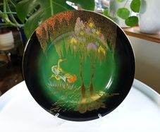 ART DECO CARLTON WARE Peacock & Willow Tree Vert Royale Plate