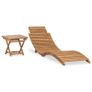 Folding Sun Lounger with Table Solid Teak Wood Image 5