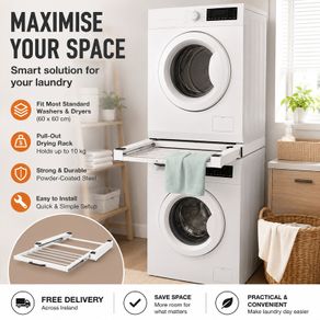 Washing Machine and Tumble Dryer Stacking Kit with Pull-Out Drying Rack