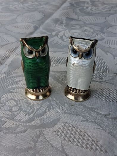 David Anderson Mid Century Sterling Silver Enamel Salt and Pepper
