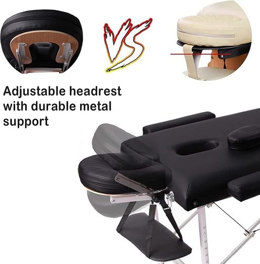 Portable Massage Bed Table - 3-Section Aluminum Foldable Beauty Couch for Reiki Therapy Treatment Salon Healing - Metal Headrest Support/with Carry Bag (FREE POSTAGE)