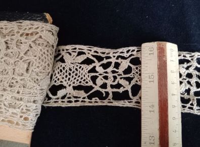 antique lace, Aged handmade lace, 4 meters + Linen lace