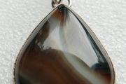 Vintage Botswana Agate 925 Sterling Silver Pendant Drop Shape length 1,6" - 10,7g