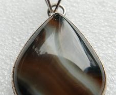 Vintage Botswana Agate 925 Sterling Silver Pendant Drop Shape length 1,6" - 10,7g