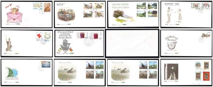 Collection 1989 Ireland Commemorative Stamps An Post First Day Cover (FDC). Collection of 11 covers.