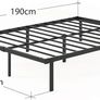 Double Bed Frame - 4ft6 (135 x 190 cm) - 14.2'' Height - Metal Bed Base with Steel Slat Support - Easy Assembly - Black Image 2