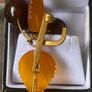 Vintage .6rk gold plated Russian Baltic Amber brooch Image 3