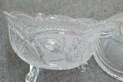 Polish 24% Lead Crystal, Bon Bon Scrolled footed bowl with Lid