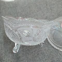Polish 24% Lead Crystal, Bon Bon Scrolled footed bowl with Lid