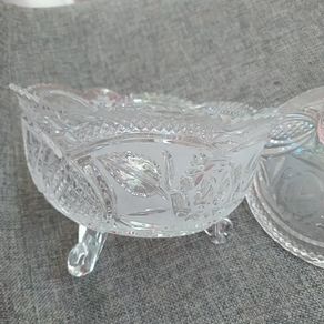 Polish 24% Lead Crystal, Bon Bon Scrolled footed bowl with Lid