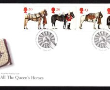 1997 Great Britain "All The Queen's Hourses" 50th Anniversary of the British Horse Society   Commemorative Stamps Royal Mail Addressed First Day Cover (FDC).