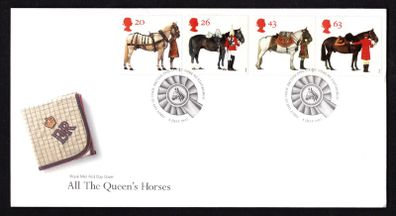 1997 Great Britain "All The Queen's Hourses" 50th Anniversary of the British Horse Society   Commemorative Stamps Royal Mail Addressed First Day Cover (FDC).