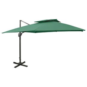Cantilever Umbrella with Double Top 300x300 cm Green