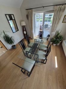 table chairs and mirror