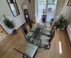 table chairs and mirror