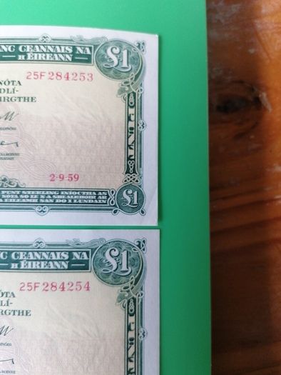 1959 Irish One Pound Banknotes