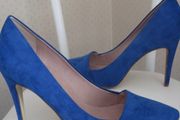 Blue Suede Stiletto Court Shoes 41 New  NEXT Wide Fit