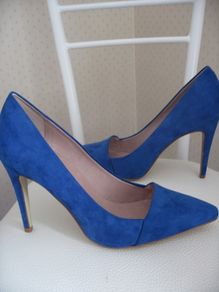 Blue Suede Stiletto Court Shoes 41 New  NEXT Wide Fit