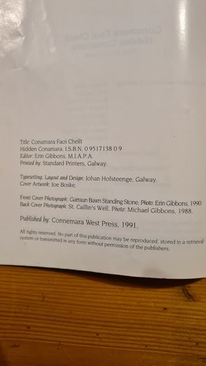 Hidden Conamara. Conamara Faoi Cheilt. Edited By Erin Gibbons. Connemara Press 1991.