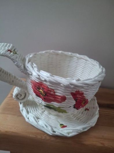 Handmade newspaper basket.