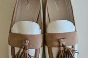 Gabor Las Vegas 62.433.51 comfort leather tassle loafers white &amp; coffee size 7G UK RRP 125 euro new &amp; boxed