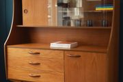 Avalon Mid-Century Teak Highboard with Glazed Display Top