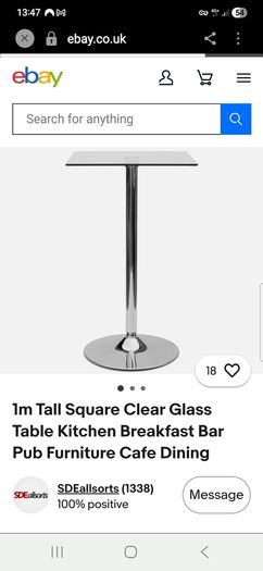 Glass topped bar/ breakfast table