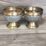 Vintage Brass Pompei Chalice Bowl Goblet Pair Twin Sand Cast Antique Collectable Image 3
