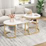 Coffee table/ Set of 2 Coffee Table/ Coffee Table with Storage Side Table, Marble Effect Coffee Table/ Modern metal Frame, Nesting Side Table. Image 4