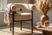 Puffy Boucle Dining Chair  Wide Beech Frame in Okapi Walnut