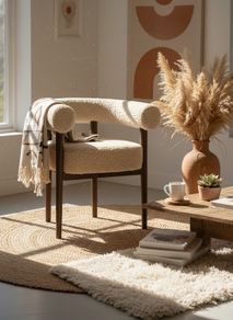 Puffy Boucle Dining Chair  Wide Beech Frame in Okapi Walnut
