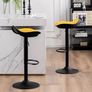 Yellow Bar Stools Set of 2 Counter Height Barstools PU Leather Woven Seat, 360 Swivel Height Adjustable Bar Chairs with Footrest Kitchen Stools for Breakfast Counter Kitchen Island Pub Image 2