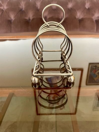 Antique Art Deco Silver Plated Toast Rack Made in England 4 Slice Rack Letter Rack Organiser Ball Feet