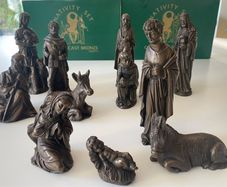 Cold cast bronze nativity set