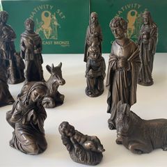 Cold cast bronze nativity set