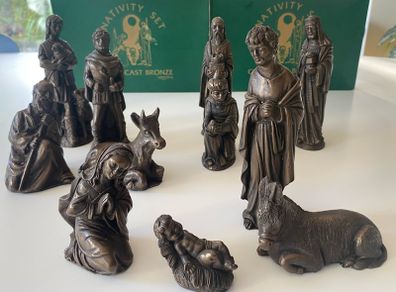 Cold cast bronze nativity set