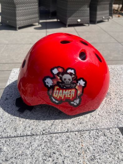 red bicycle helmet