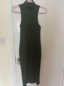 Zara Body-Con Ribbed Dress in Green/khaki