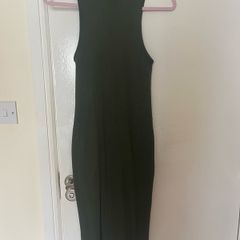 Zara Body-Con Ribbed Dress in Green/khaki