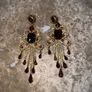 Bronze and Gold Crystal Costume Drop Earrings Image 3