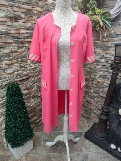 vintage 90s Coral button up Pencil Dress UK 12 14