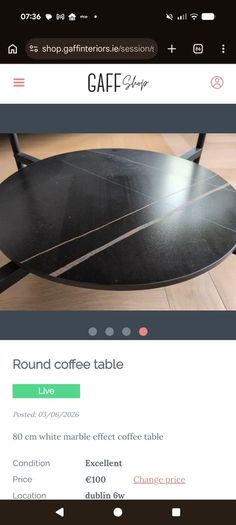 Marble effect coffee table