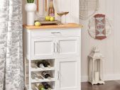 Trolley Kitchen Cabinet Kitchen Trolley with bottle rack White