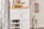 Trolley Kitchen Cabinet Kitchen Trolley with bottle rack White