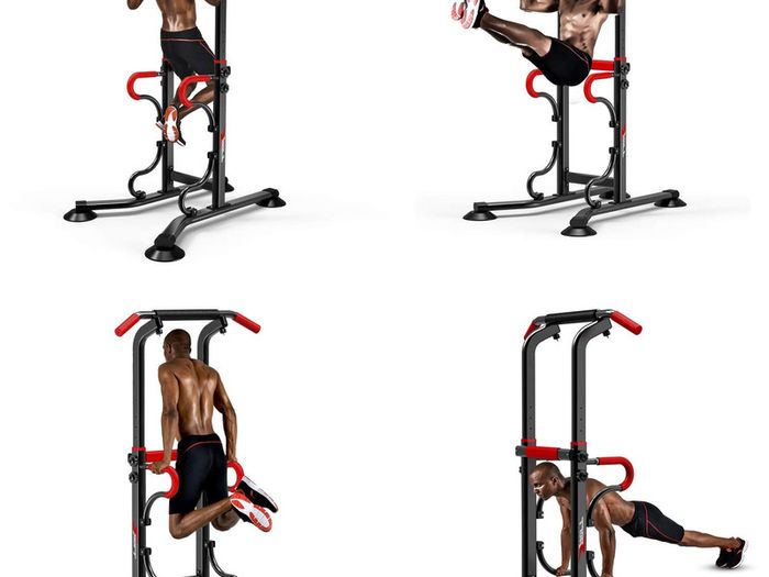 _EASY BIG Multifunctional Power Tower Adjustable Heights Workout Dip Station for Adults and Kids Home Gym Strength Training Fitness Equipment Newer Version