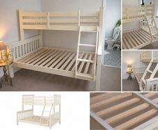 Bunk Bed - Double Bed - Solid Cream Wood
