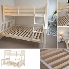 Bunk Bed - Double Bed - Solid Cream Wood