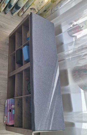 Storage bench with grey padded seat - excellent condition