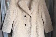 Zara Faux Fur Shearling Coat Ecru/Beige Size L