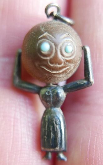 Antique 1918 WW1 Sterling Silver Fumsup Fums Up Touch Wood Wud Good Luck Lucky Charm Fob